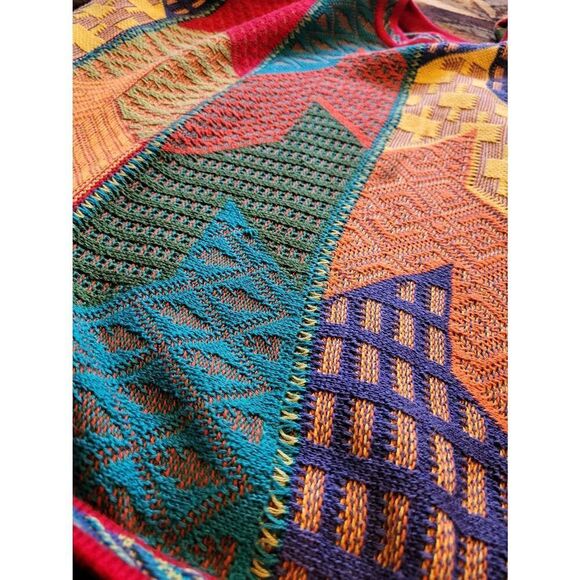 Vintage 1990s Domenic Sacco Sweater XL Multicolor Coogi Style Art Kistchy - Picture 5 of 5